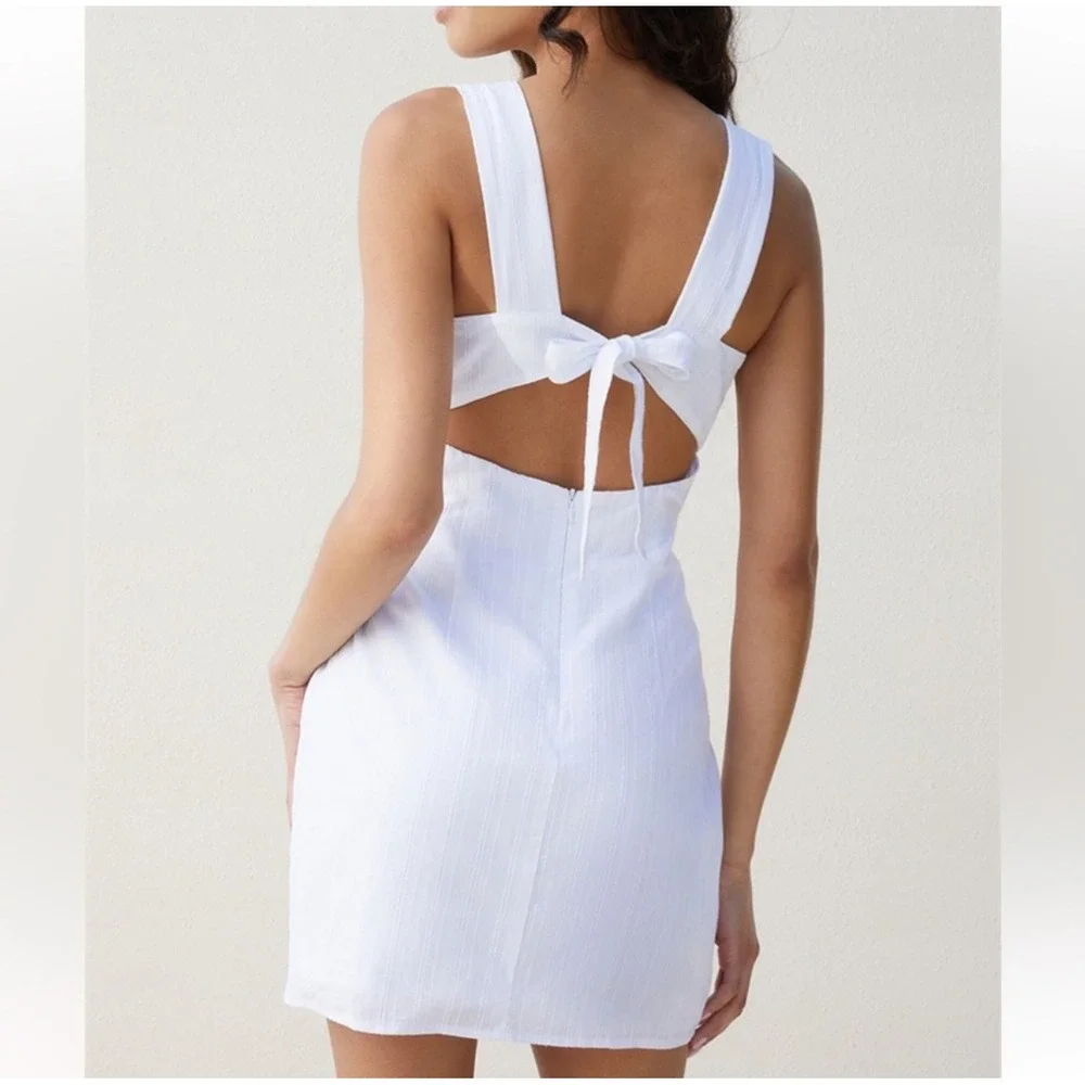 BEVERLY & BECK Matilda Bow Strap Mini Dress Size S coquette girly feminine - Picture 2 of 7